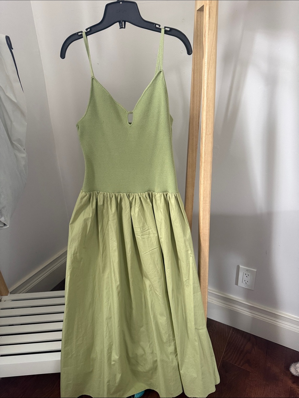 Moon River Light Green Spaghetti Strap Maxi Dress